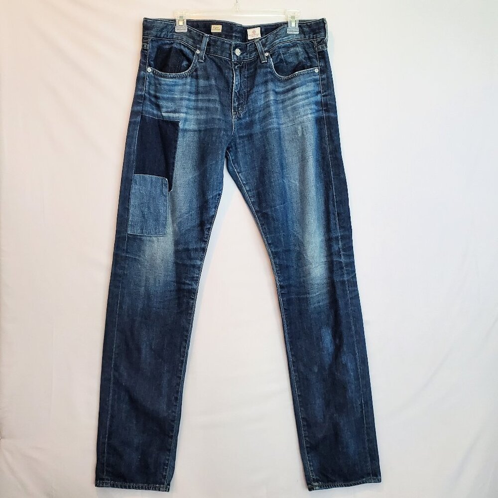 AG Adriano Goldschmied Men 32R Jeans Piper Slouchy Slim Denim Patchwork Grunge